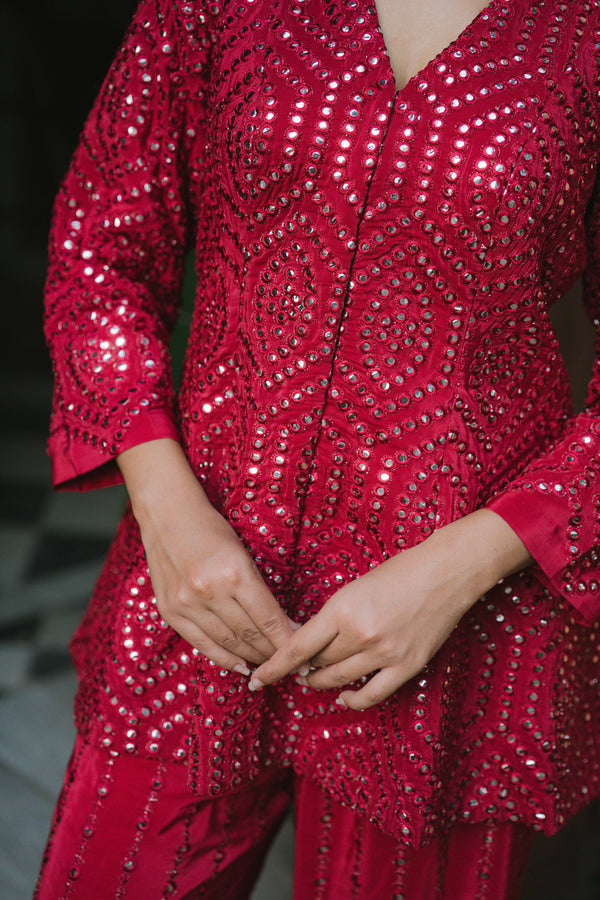 Crepe Satin-Mirror Work