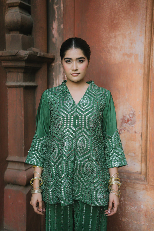 Crepe Satin-Mirror Work