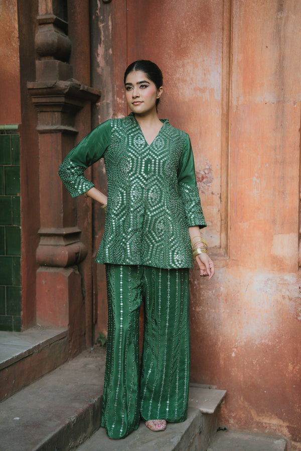 Crepe Satin-Mirror Work