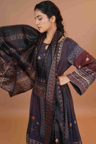 Maheshwari silk Anarkali - Blue