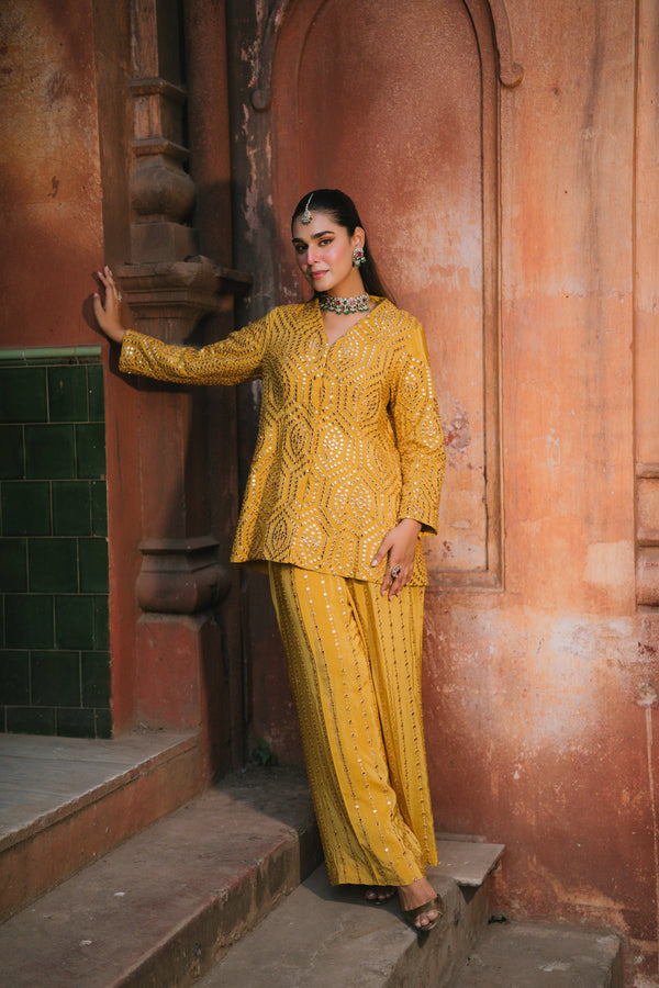 Crepe Satin-Mirror Work