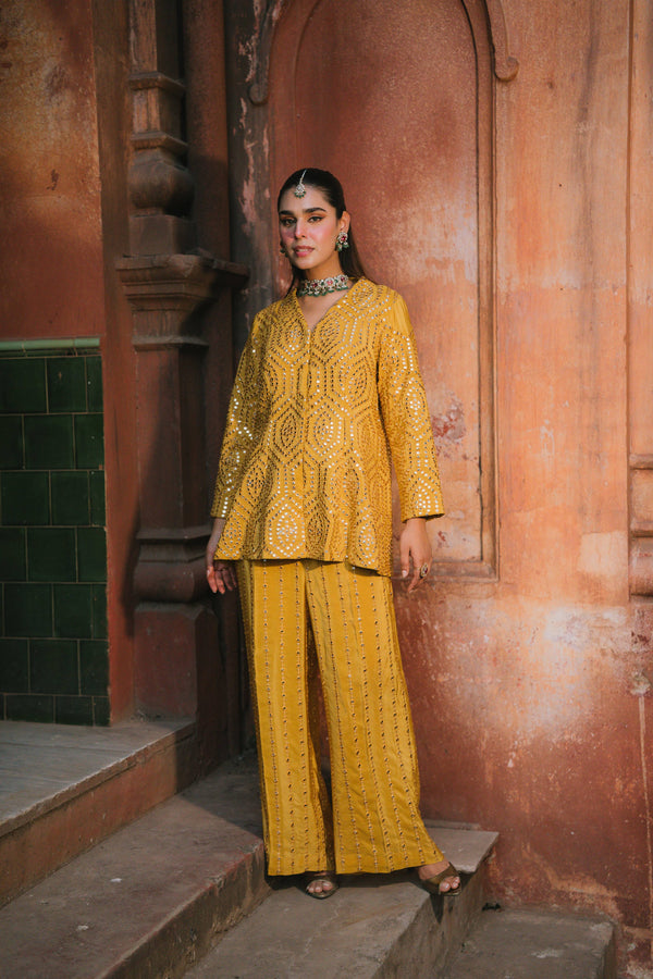 Crepe Satin-Mirror Work