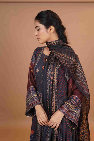 Maheshwari silk Anarkali - Blue