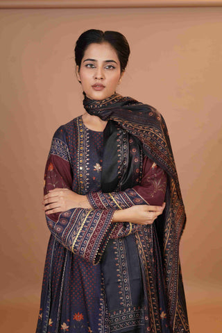 Maheshwari silk Anarkali - Blue