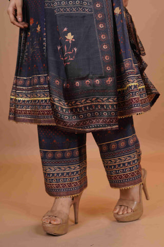 Maheshwari silk Anarkali - Blue