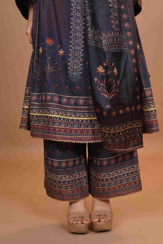 Maheshwari silk Anarkali - Blue