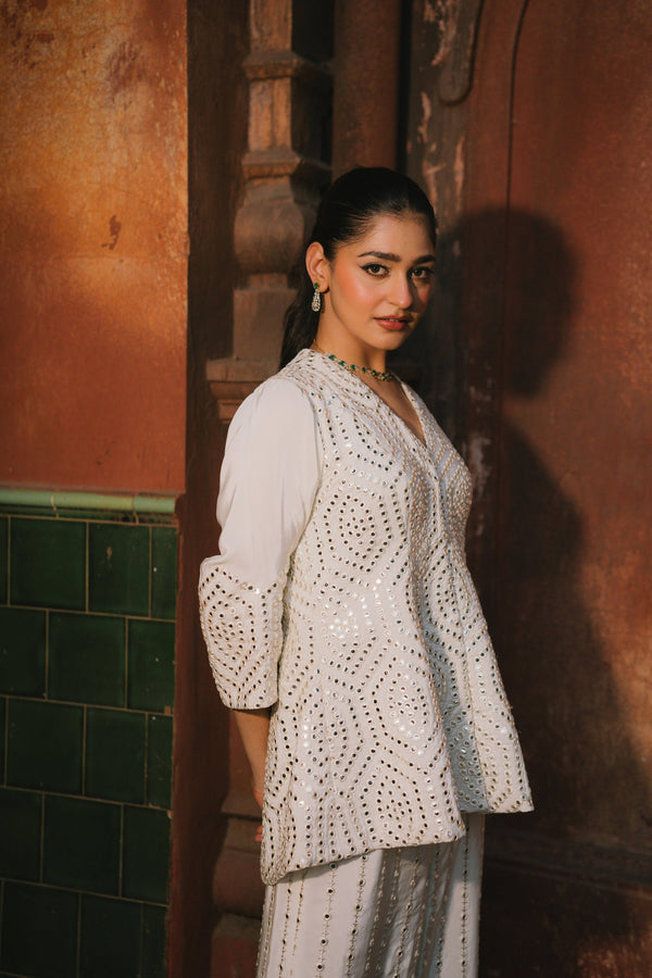 Crepe Satin-Mirror Work