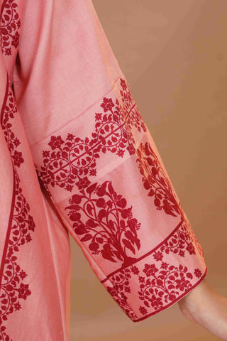 Tussar Chanderi Silk Suit - (Peach)