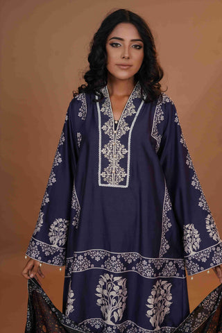 Tussar chanderi Silk Suit - (Royal Blue)