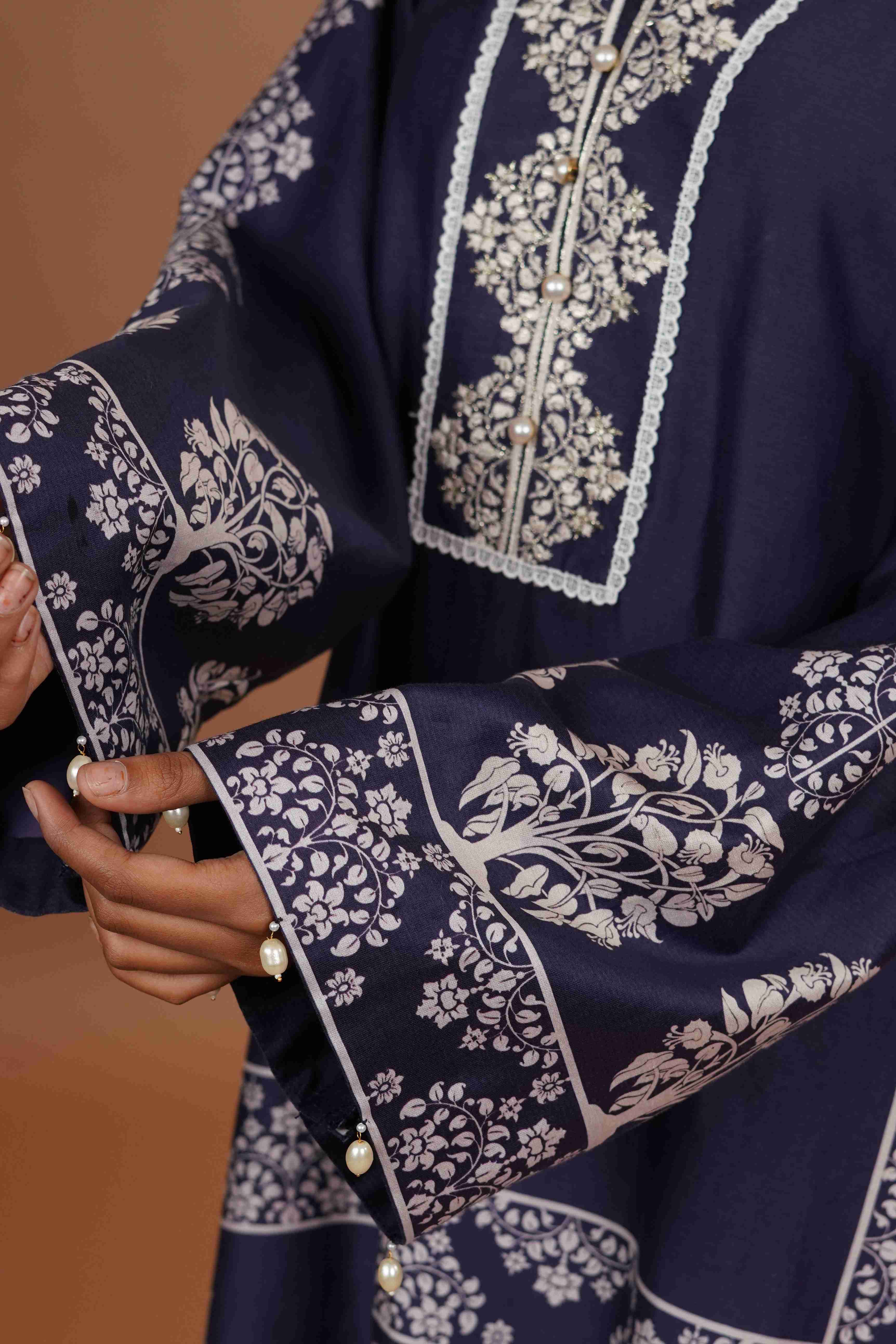 Tussar chanderi Silk Suit - (Royal Blue)