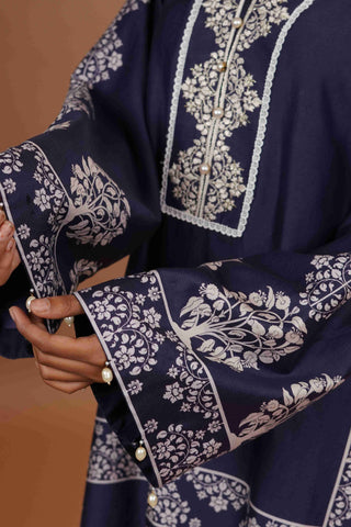 Tussar chanderi Silk Suit - (Royal Blue)
