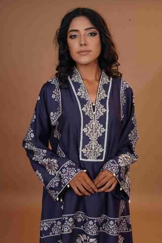 Tussar chanderi Silk Suit - (Royal Blue)