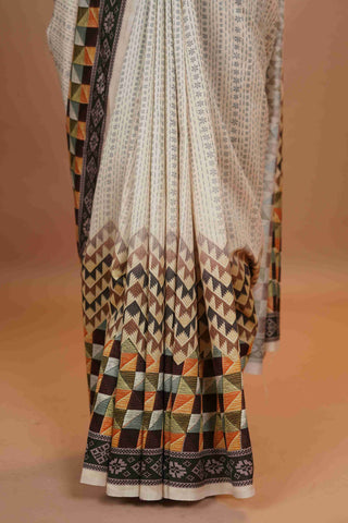 Mahalkari Mirror work Blouse with chanderi saree - (Maroon)