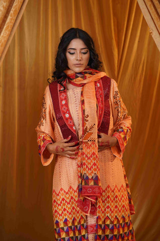 Mahalkari Kantha work jacket - (Cream/red)