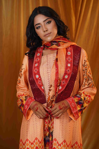Mahalkari Kantha work jacket - (Cream/red)