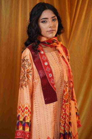 Mahalkari Kantha work jacket - (Cream/red)