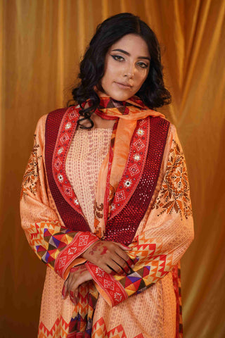 Mahalkari Kantha work jacket - (Cream/red)