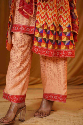Mahalkari Kantha work jacket - (Cream/red)