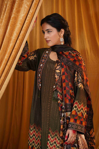 Mahalkari Kantha work jacket - Olive Green