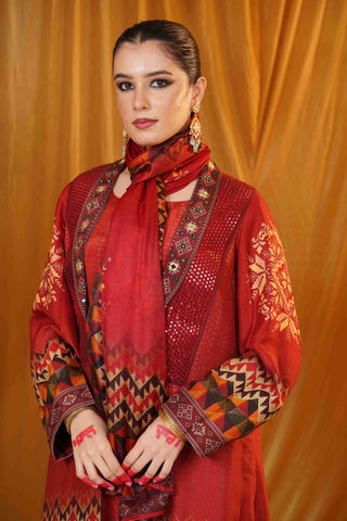 Mahalkari Kantha work jacket - Maroon