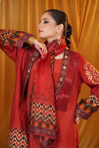 Mahalkari Kantha work jacket - Maroon
