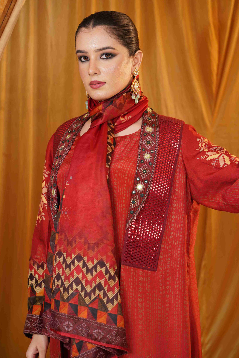 Mahalkari Kantha work jacket - Maroon