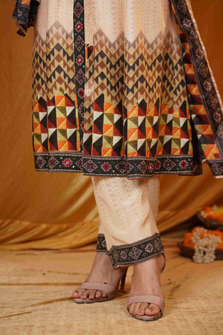 Mahalakari kantha work jacket - Beige/Green