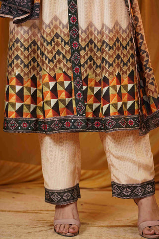 Mahalakari kantha work jacket - Beige/Green