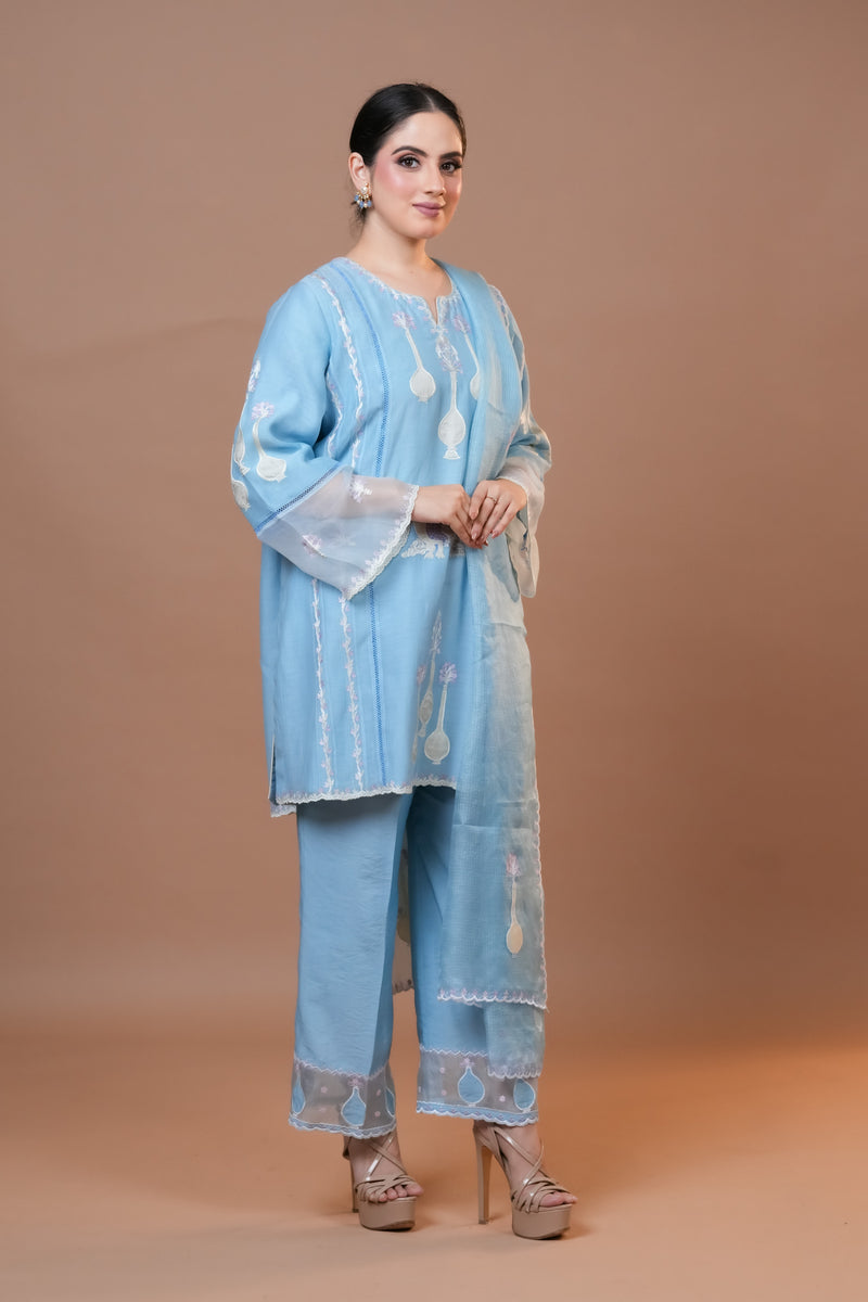 Mal Chanderi Suit Straight blue