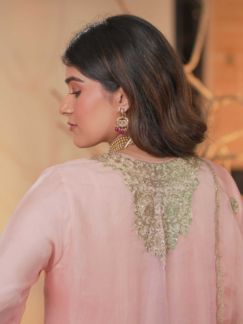 Organza Zari Work-Blush Pink