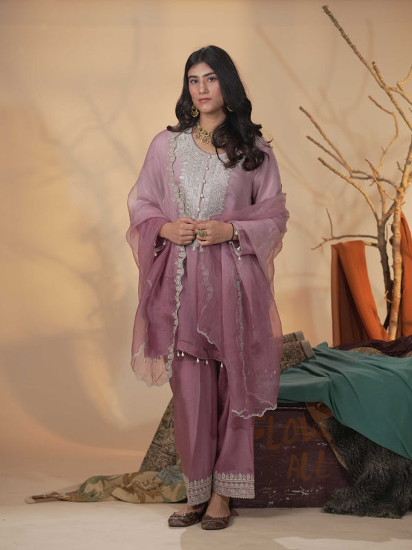 Organza Zari Work-Lavender