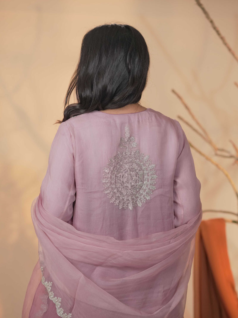 Organza Zari Work-Lavender