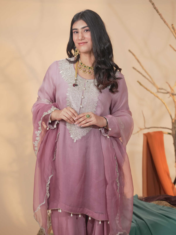 Organza Zari Work-Lavender