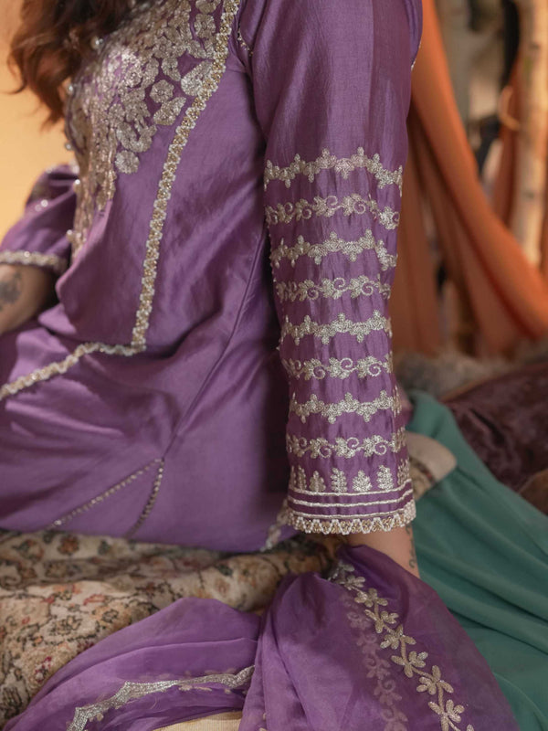 Tussar Chanderi-Deep Lavender