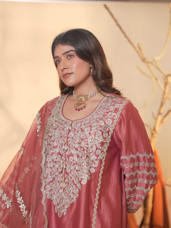 Tussar Chanderi-Dusty Mauve