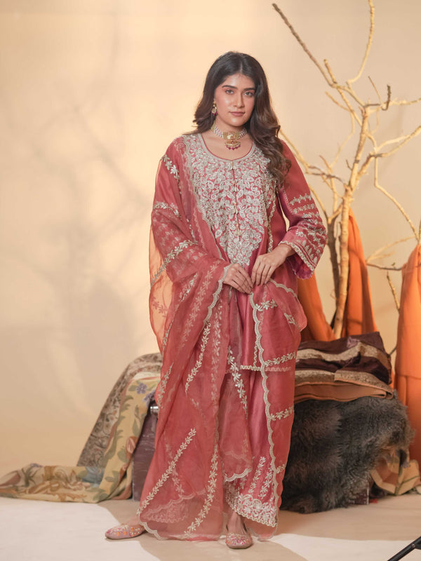 Tussar Chanderi-Dusty Mauve