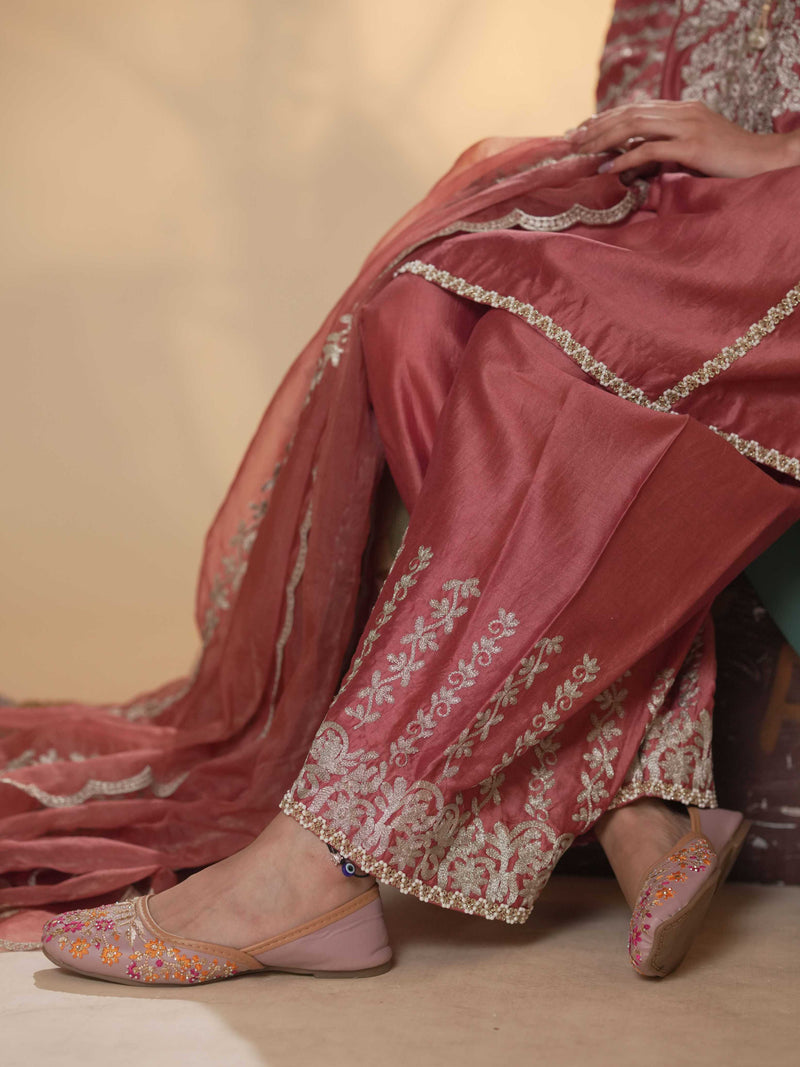 Tussar Chanderi-Dusty Mauve