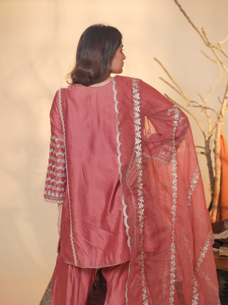 Tussar Chanderi-Dusty Mauve