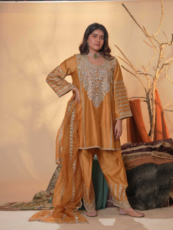 Tussar Chanderi-Warm Copper Brown