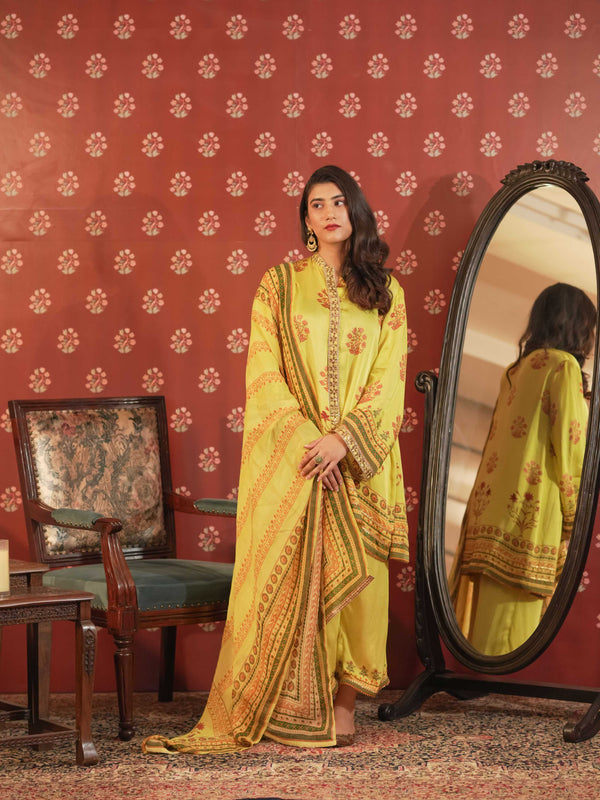 Silk Satin Suit-Yellow