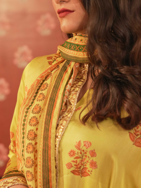 Silk Satin Suit-Yellow
