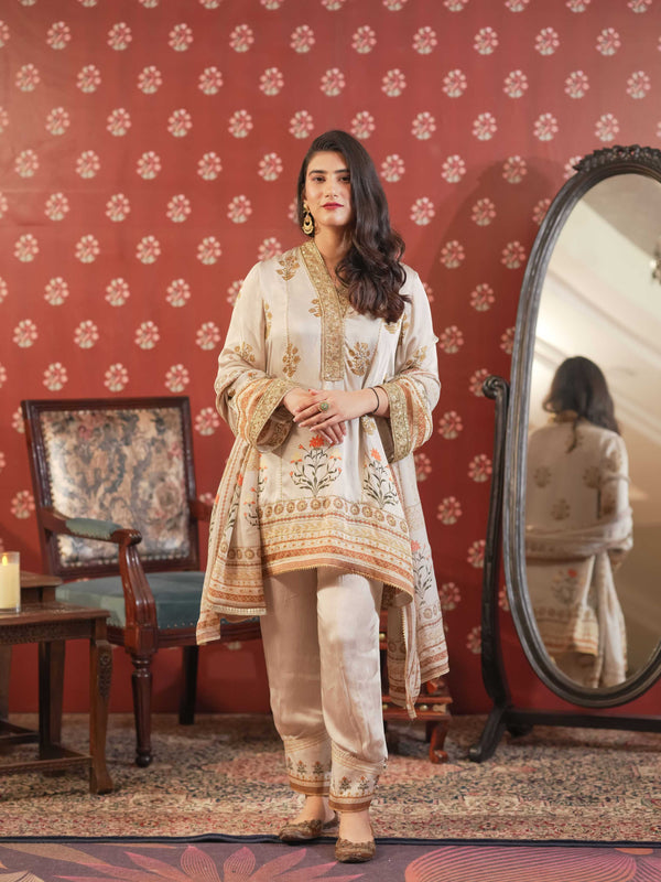 Silk Satin Suit-Ivory