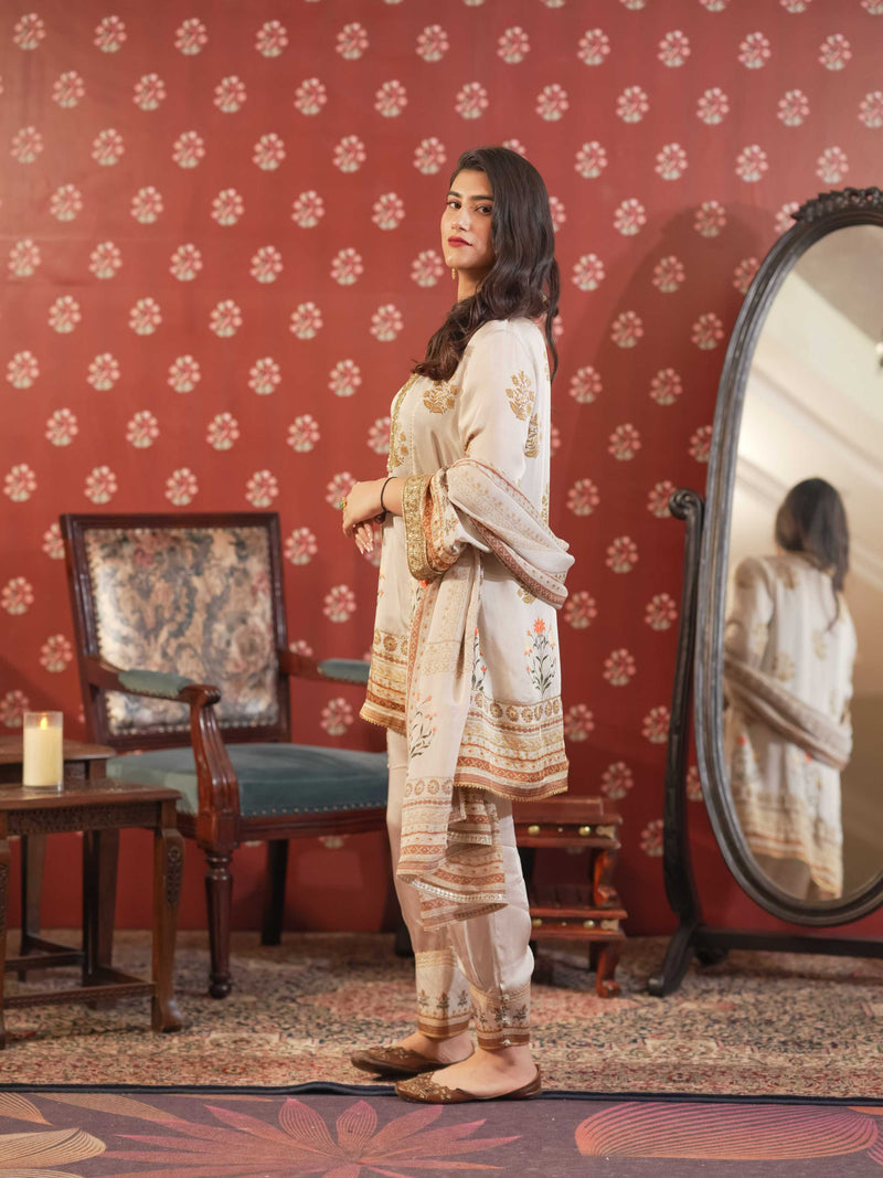 Silk Satin Suit-Ivory