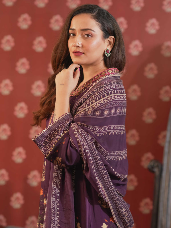 Silk Satin Suit-Purple