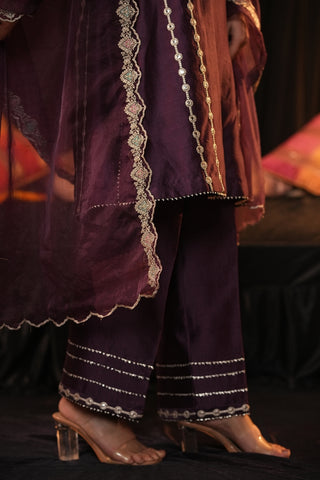 Regal Zari Silk Suit - Royal Purple