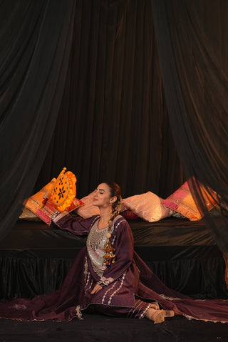 Purple Chanderi Silk Suit