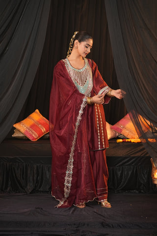 Maroon Chanderi Silk Suit