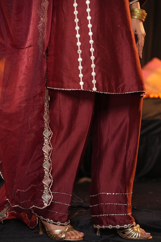 Maroon Chanderi Silk Suit