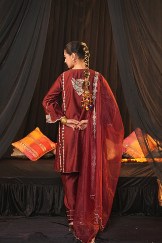 Maroon Chanderi Silk Suit