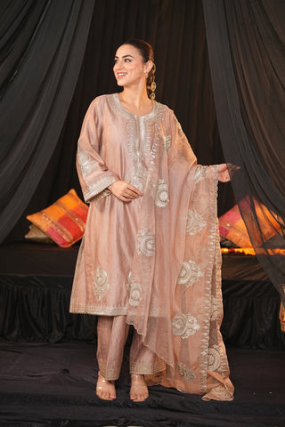 Dusty Rose Chanderi Silk Suit